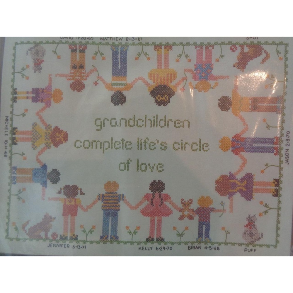 Dimensions Stamped Cross Stitch Kit Grandchildren Birthday Record